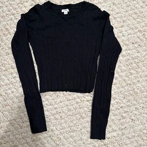 Garage Black Ribbed Long Sleeve Top